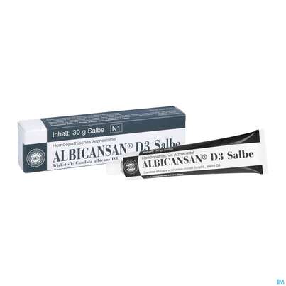 Sie sehen eine Packung Albicansan D 3 Salbe 30g, Produktbild: 04 Albicansan D 3 Salbe 30g, A-Nr.: 2339820 - 04