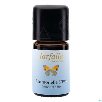 Sie sehen eine Packung Aetherische Oele Farfalla Bio Immortelle 50% 5ml, Produktbild: 02 Aetherische Oele Farfalla Bio Immortelle 50% 5ml, A-Nr.: 3837543 - 02
