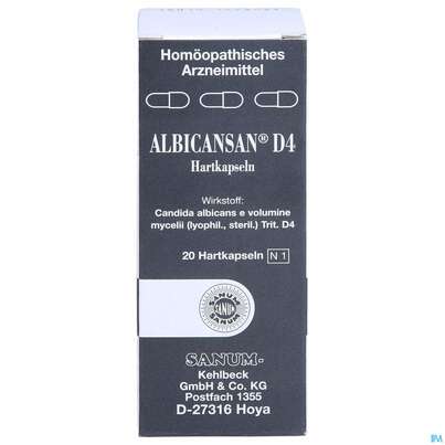 Sie sehen eine Packung Albicansan D 4 Kapseln 20st, Produktbild: 01 Albicansan D 4 Kapseln 20st, A-Nr.: 2388936 - 01