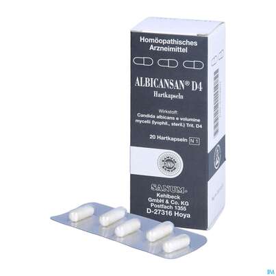 Sie sehen eine Packung Albicansan D 4 Kapseln 20st, Produktbild: 04 Albicansan D 4 Kapseln 20st, A-Nr.: 2388936 - 04