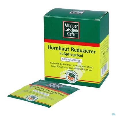 Sie sehen eine Packung Allgaeuer Latschenkiefer Hornhaut Reduzier-fusspflegebad 10 X10g 100g, Produktbild: 03 Allgaeuer Latschenkiefer Hornhaut Reduzier-fusspflegebad 10 X10g 100g, A-Nr.: 4610103 - 03