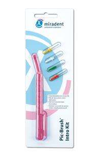 Sie sehen eine Packung Miradent Pic Brush Intro Kit mit 4 Bürsten, Produktbild: 01 Miradent Pic Brush Intro Kit mit 4 Bürsten, A-Nr.: 2866732 - 01