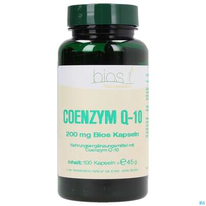 Sie sehen eine Packung Bios Coenzym Q-10 200mg 100 Kapseln, Produktbild: 01 Bios Coenzym Q-10 200mg 100 Kapseln, A-Nr.: 3892938 - 01