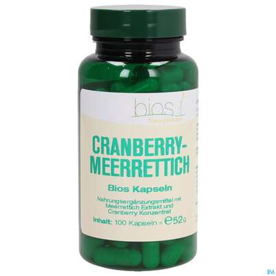 Sie sehen eine Packung Bios Cranberry-meerrettich 100 Kapseln, Produktbild: 02 Bios Cranberry-meerrettich 100 Kapseln, A-Nr.: 4185752 - 02