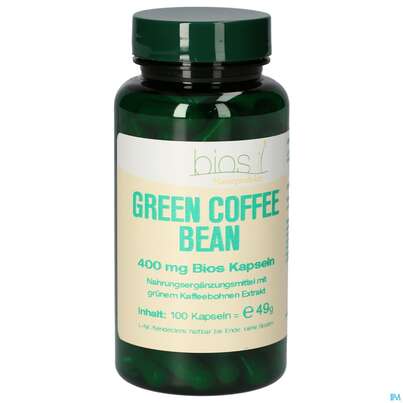 Sie sehen eine Packung Bios Green Coffee Bean 400mg 100 Kapseln, Produktbild: 02 Bios Green Coffee Bean 400mg 100 Kapseln, A-Nr.: 4339511 - 02