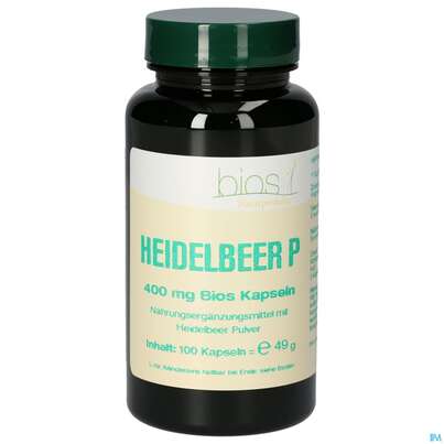 Sie sehen eine Packung Bios Heidelbeer P 100 Kapseln, Produktbild: 01 Bios Heidelbeer P 100 Kapseln, A-Nr.: 3891525 - 01