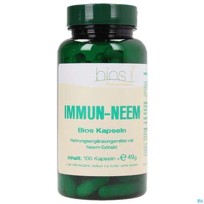 Sie sehen eine Packung Bios Immun Neem 100 Kapseln, Produktbild: 02 Bios Immun Neem 100 Kapseln, A-Nr.: 3891620 - 02