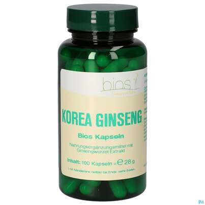 Sie sehen eine Packung Bios Korea Ginseng 100 Kapseln, Produktbild: 02 Bios Korea Ginseng 100 Kapseln, A-Nr.: 3891850 - 02