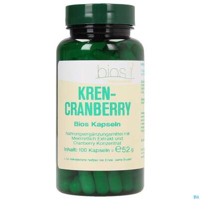 Sie sehen eine Packung Bios Kren-cranberry 100 Kapseln, Produktbild: 02 Bios Kren-cranberry 100 Kapseln, A-Nr.: 4185769 - 02