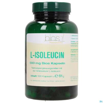 Sie sehen eine Packung Bios l-isoleucin 500mg 100 Kapseln, Produktbild: 02 Bios l-isoleucin 500mg 100 Kapseln, A-Nr.: 3892128 - 02