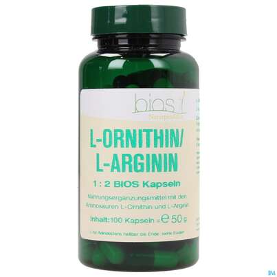 Bios l-ornithin/l-arginin 1:2 100 Kapseln, A-Nr.: 3892192 - 02