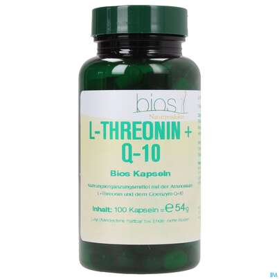 Sie sehen eine Packung Bios l-threonin + Q-10 100 Kapseln, Produktbild: 01 Bios l-threonin + Q-10 100 Kapseln, A-Nr.: 3892298 - 01
