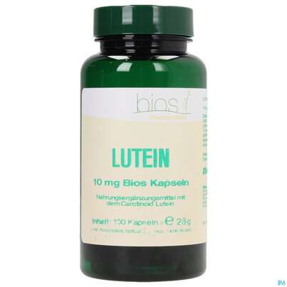 Sie sehen eine Packung Bios Lutein 10mg 100 Kapseln, Produktbild: 02 Bios Lutein 10mg 100 Kapseln, A-Nr.: 3892358 - 02