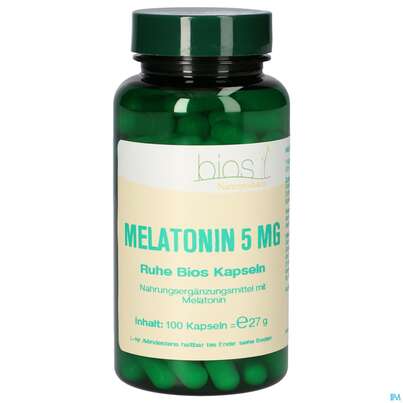 Sie sehen eine Packung Bios Melatonin Ruhe 5mg 100 Kapseln, Produktbild: 02 Bios Melatonin Ruhe 5mg 100 Kapseln, A-Nr.: 4247051 - 02