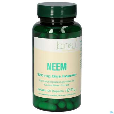 Sie sehen eine Packung Bios Neem 320mg 100 Kapseln, Produktbild: 02 Bios Neem 320mg 100 Kapseln, A-Nr.: 4147444 - 02
