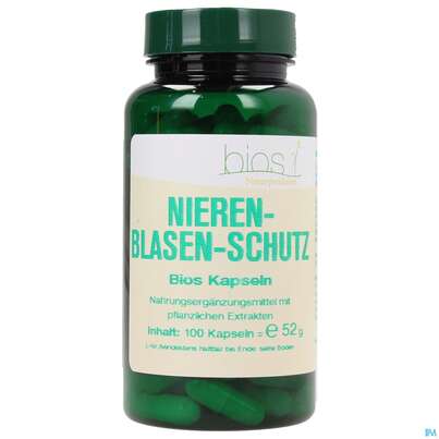 Sie sehen eine Packung Bios Nieren-blasen-schutz 100 Kapseln, Produktbild: 02 Bios Nieren-blasen-schutz 100 Kapseln, A-Nr.: 3892602 - 02