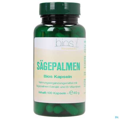 Sie sehen eine Packung Bios Sägepalmen 100 Kapseln, Produktbild: 01 Bios Sägepalmen 100 Kapseln, A-Nr.: 3893079 - 01