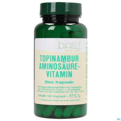 Sie sehen eine Packung Bios Topinambur-aminosäure-vitamin 100 Kapseln, Produktbild: 01 Bios Topinambur-aminosäure-vitamin 100 Kapseln, A-Nr.: 3893292 - 01