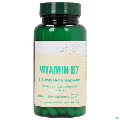 Sie sehen eine Packung Bios Vitamin B7 2,5mg 100 Kapseln, Produktbild: 02 Bios Vitamin B7 2,5mg 100 Kapseln, A-Nr.: 4016251 - 02