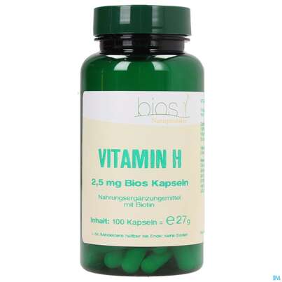 Sie sehen eine Packung Bios Vitamin H 2,5mg 100 Kapseln, Produktbild: 02 Bios Vitamin H 2,5mg 100 Kapseln, A-Nr.: 4016268 - 02