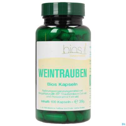 Sie sehen eine Packung Bios Weintrauben 100 Kapseln, Produktbild: 01 Bios Weintrauben 100 Kapseln, A-Nr.: 4103487 - 01