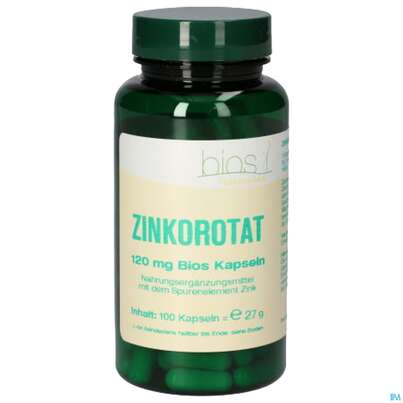 Sie sehen eine Packung Bios Zinkorotat Kapseln 120mg mg, Produktbild: 01 Bios Zinkorotat Kapseln 120mg mg, A-Nr.: 5231520 - 01