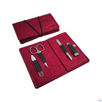 Sie sehen eine Packung Canal Manikueretui Aus Filz Druckknopf/4-teilig Rot 5390- 1st, Produktbild: 02 Canal Manikueretui Aus Filz Druckknopf/4-teilig Rot 5390- 1st, A-Nr.: 5083628 - 02