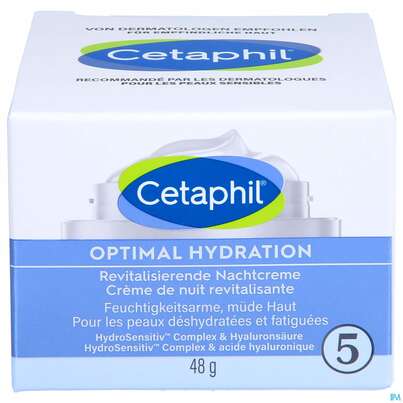 Sie sehen eine Packung Cetaphil Optimal Hydration Nachtcreme Revitalisierend 48g, Produktbild: 02 Cetaphil Optimal Hydration Nachtcreme Revitalisierend 48g, A-Nr.: 5436995 - 02