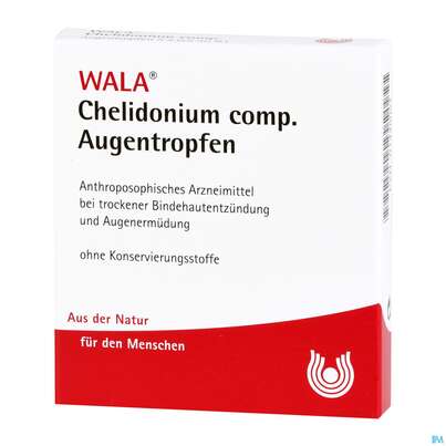 Sie sehen eine Packung Chelidonium Comp -wala Augentropfen 0,5ml 5st, Produktbild: 02 Chelidonium Comp -wala Augentropfen 0,5ml 5st, A-Nr.: 1104291 - 02
