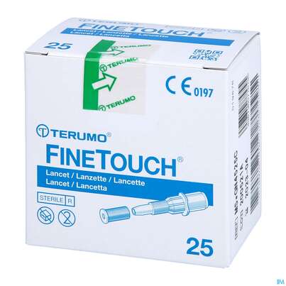 Sie sehen eine Packung Diagnostika U.zubehoer Terumo Finetouch Blutlanzetten -medical 25pk, Produktbild: 02 Diagnostika U.zubehoer Terumo Finetouch Blutlanzetten -medical 25pk, A-Nr.: 4187596 - 02
