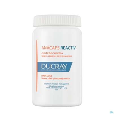 Sie sehen eine Packung Ducray Anacaps F.d.haar Haarausfall Kapseln Reaktiv23 30st, Produktbild: 05 Ducray Anacaps F.d.haar Haarausfall Kapseln Reaktiv23 30st, A-Nr.: 5744969 - 05