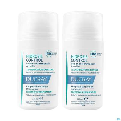 Sie sehen eine Packung Ducray Hidrosis Control Roll-on Duo 2x40m 2st, Produktbild: 02 Ducray Hidrosis Control Roll-on Duo 2x40m 2st, A-Nr.: 5179110 - 02