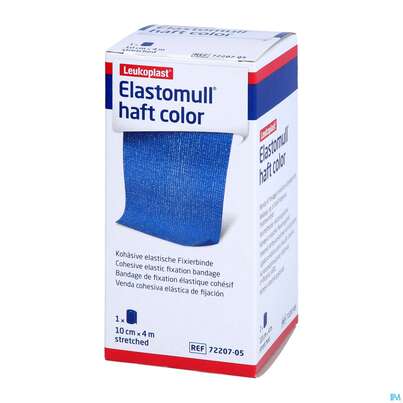 Sie sehen eine Packung Elastische Binden Elastomull/haft/color Blau 4mx10cm 1st, Produktbild: 02 Elastische Binden Elastomull/haft/color Blau 4mx10cm 1st, A-Nr.: 5427105 - 02