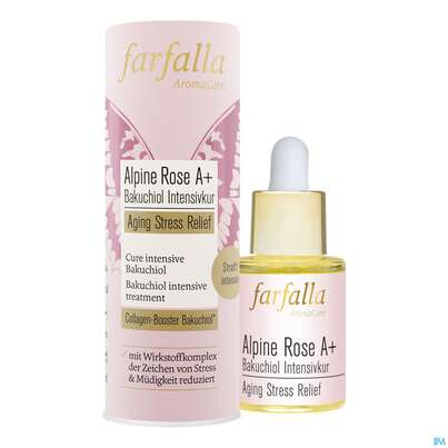 Sie sehen eine Packung Farfalla Alpine Rose A+ Aging Stress Relief Bakuchiol Intensivkur 15ml, Produktbild: 02 Farfalla Alpine Rose A+ Aging Stress Relief Bakuchiol Intensivkur 15ml, A-Nr.: 5715821 - 02