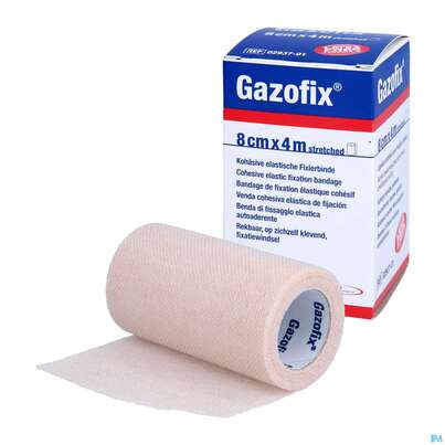 Sie sehen eine Packung Fixierbinden Elastische Binden Unterzugbinde/gazofix Hautfarbe 4mx 8cm 1st, Produktbild: 04 Fixierbinden Elastische Binden Unterzugbinde/gazofix Hautfarbe 4mx 8cm 1st, A-Nr.: 0523235 - 04