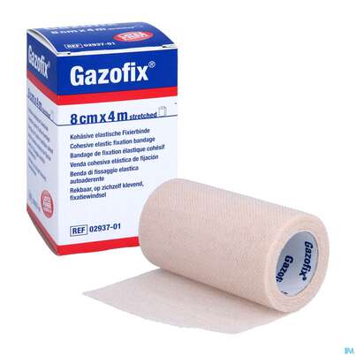 Sie sehen eine Packung Fixierbinden Elastische Binden Unterzugbinde/gazofix Hautfarbe 4mx 8cm 1st, Produktbild: 05 Fixierbinden Elastische Binden Unterzugbinde/gazofix Hautfarbe 4mx 8cm 1st, A-Nr.: 0523235 - 05