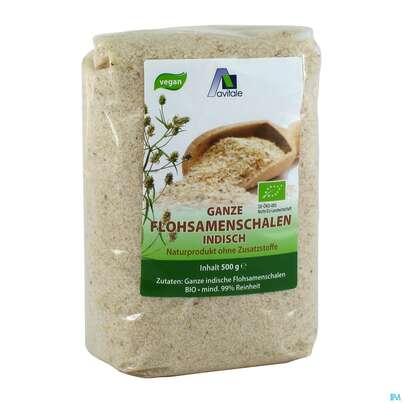 Sie sehen eine Packung Flohsamenschalen Indisch Bio 500g, Produktbild: 02 Flohsamenschalen Indisch Bio 500g, A-Nr.: 5296169 - 02