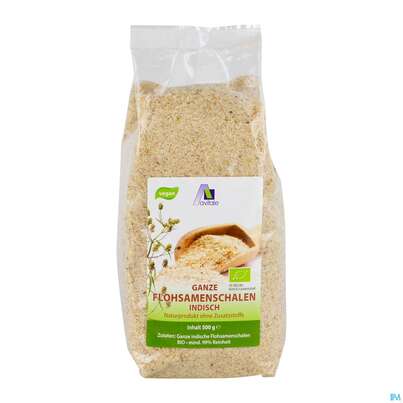 Sie sehen eine Packung Flohsamenschalen Indisch Bio 500g, Produktbild: 03 Flohsamenschalen Indisch Bio 500g, A-Nr.: 5296169 - 03