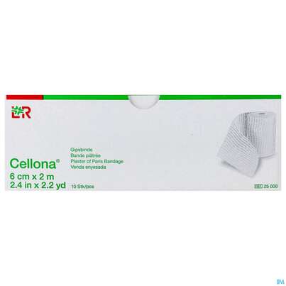 Sie sehen eine Packung Gipsbinden Cellona-rauscher 2mx 6cm 10st, Produktbild: 01 Gipsbinden Cellona-rauscher 2mx 6cm 10st, A-Nr.: 1212945 - 01