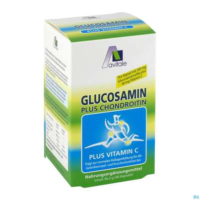 Sie sehen eine Packung Glucosamin Chondroitin Kapseln/500mg Avi 90st, Produktbild: 01 Glucosamin Chondroitin Kapseln/500mg Avi 90st, A-Nr.: 3088461 - 01