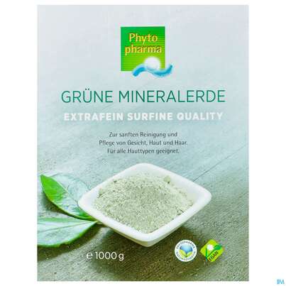 Sie sehen eine Packung Gruene Mineralerde Phytopharma Surfine Extrafein 1000g, Produktbild: 01 Gruene Mineralerde Phytopharma Surfine Extrafein 1000g, A-Nr.: 4764740 - 01
