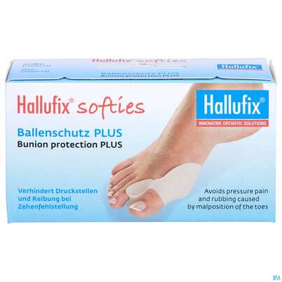 Sie sehen eine Packung Hallufix Softies/ballenschutz Plus 1st, Produktbild: 01 Hallufix Softies/ballenschutz Plus 1st, A-Nr.: 4934633 - 01