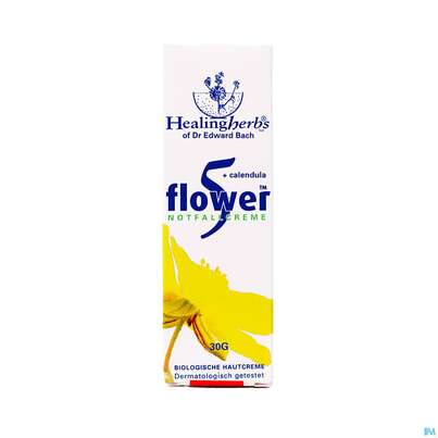 Sie sehen eine Packung Healing Herbs Five Flower Cream Notfallcreme 30g, Produktbild: 01 Healing Herbs Five Flower Cream Notfallcreme 30g, A-Nr.: 3792071 - 01