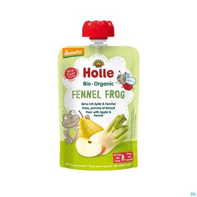 Sie sehen eine Packung Holle Demeter Bio Fruechtepueree Ab 1 Jahr Fennel Frog Birne Apfel/fenchel 100g, Produktbild: 01 Holle Demeter Bio Fruechtepueree Ab 1 Jahr Fennel Frog Birne Apfel/fenchel 100g, A-Nr.: 5080736 - 01