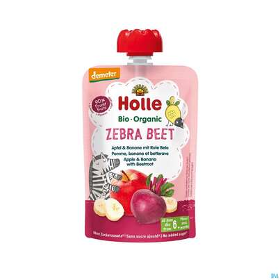 Sie sehen eine Packung Holle Demeter Bio Fruechtepueree Ab 1 Jahr Zebra Beet Apfel/banane/rotebeete 100g, Produktbild: 02 Holle Demeter Bio Fruechtepueree Ab 1 Jahr Zebra Beet Apfel/banane/rotebeete 100g, A-Nr.: 5080699 - 02