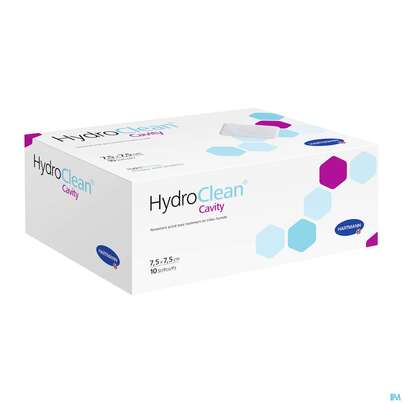 Sie sehen eine Packung Hydroclean Wundkissen Cavity 7,5x7,5cm 10st, Produktbild: 02 Hydroclean Wundkissen Cavity 7,5x7,5cm 10st, A-Nr.: 5310751 - 02