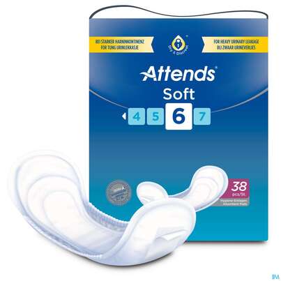 Sie sehen eine Packung Inkontinenz Attends Einlagen Soft 6 38st, Produktbild: 02 Inkontinenz Attends Einlagen Soft 6 38st, A-Nr.: 3791456 - 02