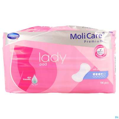 Sie sehen eine Packung Inkontinenz Molicare Premium/lady Pad Tropfen 3,5 14st, Produktbild: 01 Inkontinenz Molicare Premium/lady Pad Tropfen 3,5 14st, A-Nr.: 4918628 - 01