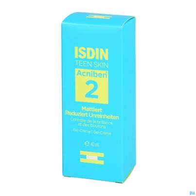 Sie sehen eine Packung Isdin Acniben/teen Gel Cream 40ml, Produktbild: 02 Isdin Acniben/teen Gel Cream 40ml, A-Nr.: 5589368 - 02