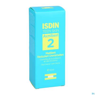Sie sehen eine Packung Isdin Acniben/teen Gel Cream 40ml, Produktbild: 03 Isdin Acniben/teen Gel Cream 40ml, A-Nr.: 5589368 - 03